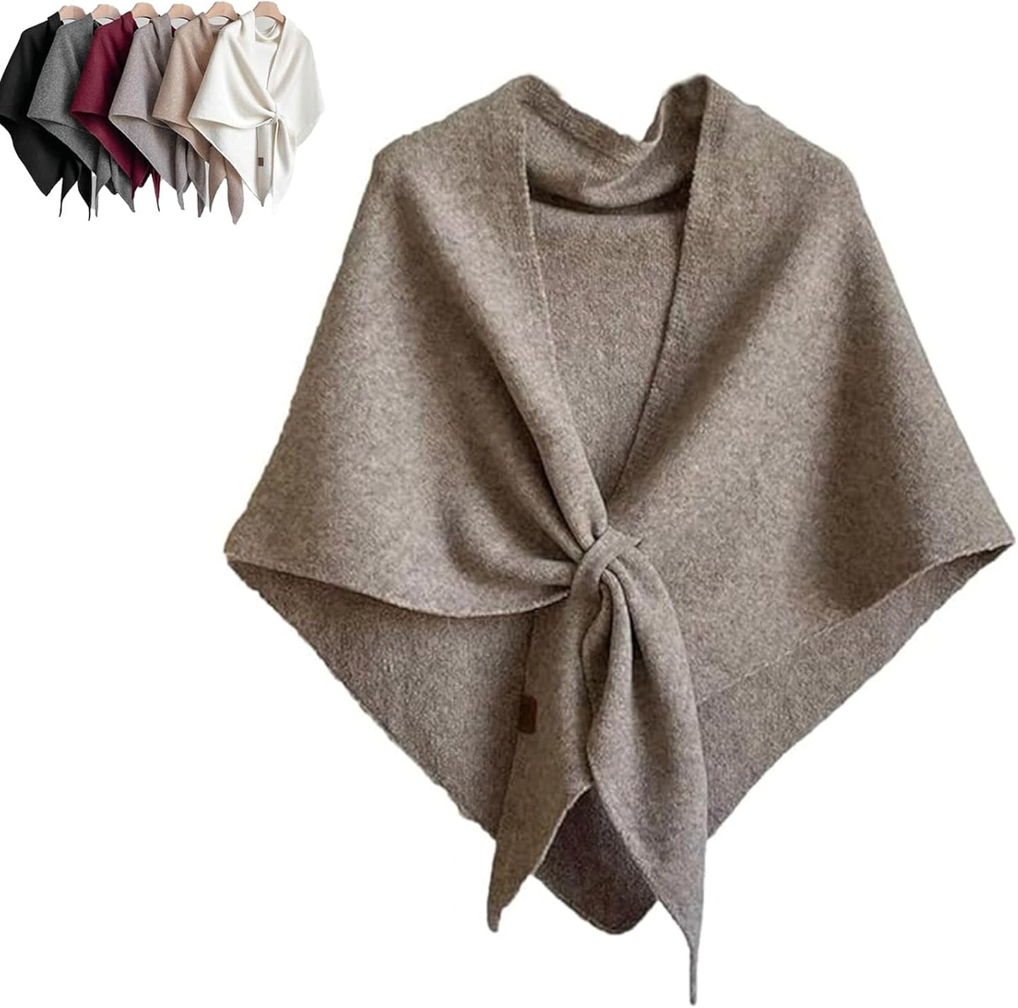 Women'S Solid Color Shawl, 2025 New Wraps Elegant Solid Color Open Front Poncho Cape, Wraps Cardigan Cape
