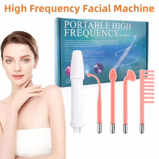 High Frequency Facial Machine 4 in 1 Handheld Electric for Face Skin Beauty Tools Portable Neon Wand Acne Treatment Therapy Wand