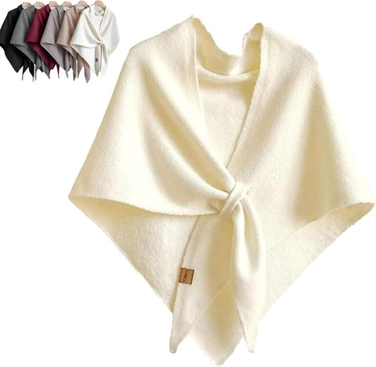 Women'S Solid Color Shawl, 2025 New Wraps Elegant Solid Color Open Front Poncho Cape, Wraps Cardigan Cape