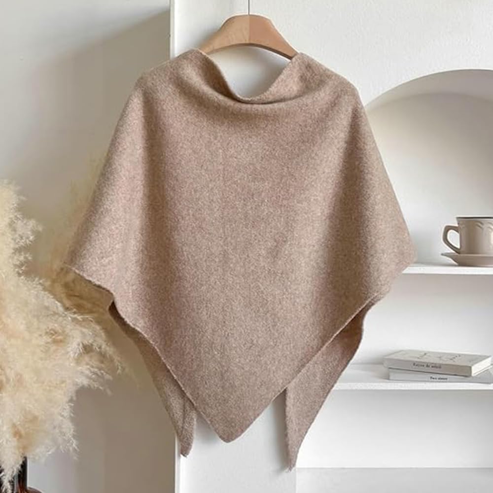 Women'S Solid Color Shawl, 2025 New Wraps Elegant Solid Color Open Front Poncho Cape, Wraps Cardigan Cape