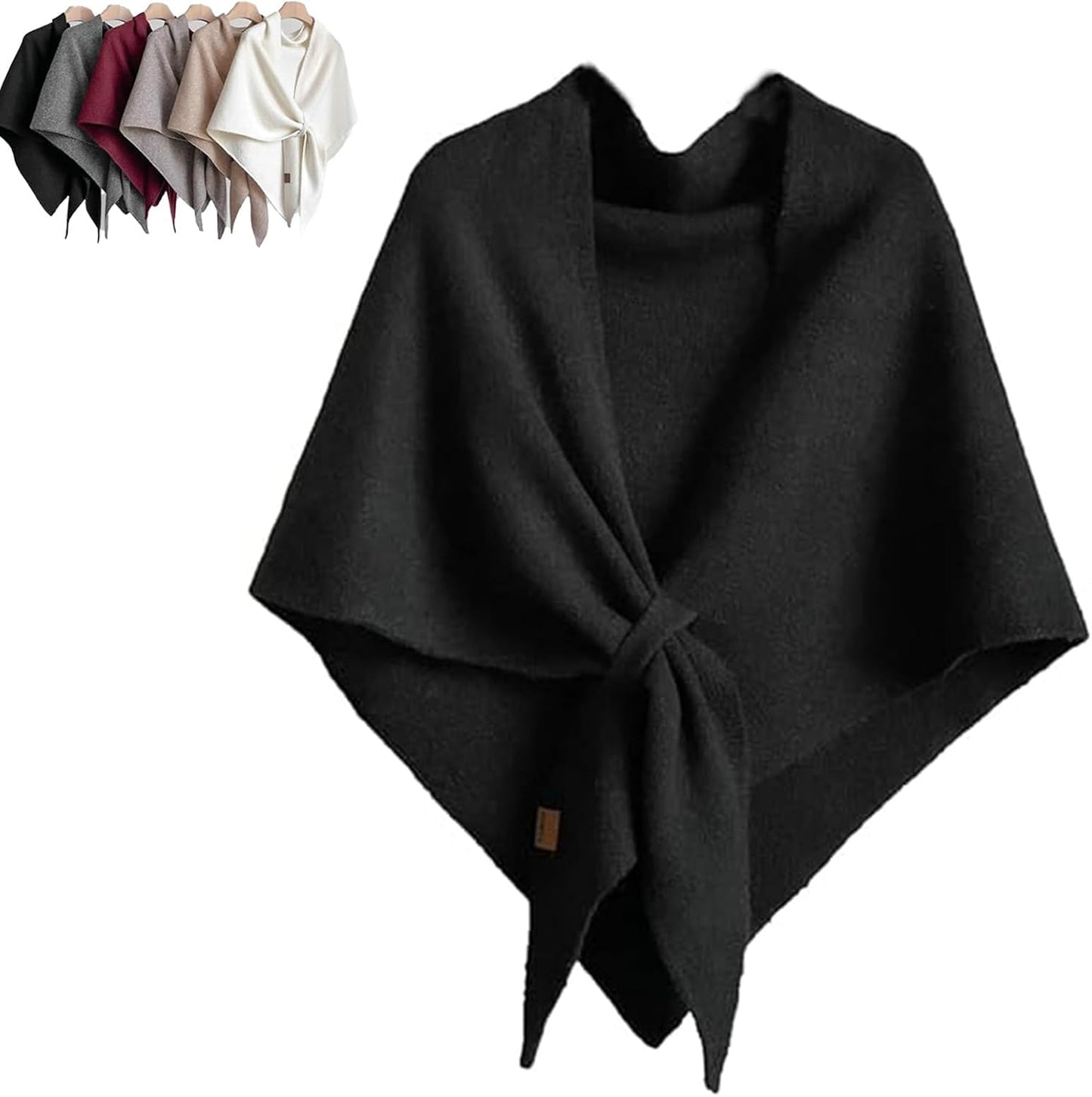 Women'S Solid Color Shawl, 2025 New Wraps Elegant Solid Color Open Front Poncho Cape, Wraps Cardigan Cape