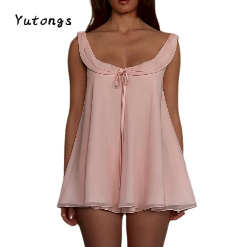 #Tiktokshopbacktoschool Women'S Summer Shorts Outfit Loose Fit Stylish Solid U Neck Long Tank Tops and Low Rise Shorts 2 Pcs Set