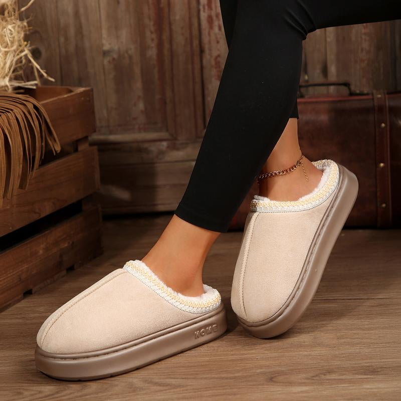 Cozy Plush Lined Women's Non-Slip Ankle Slippers with Thick Sole